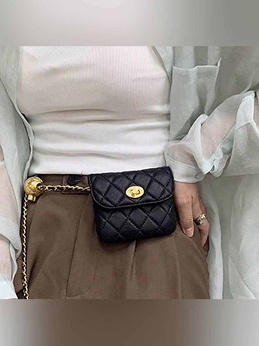French Style Mini Lightweight Crossbody Quilted Belt Bag